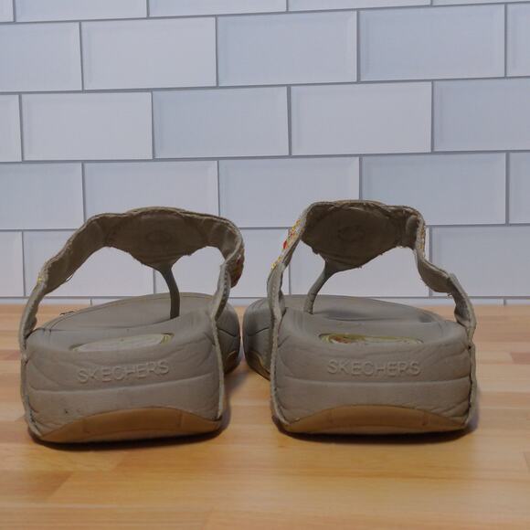 Skechers Natural Cali Tone Ups Sandals Flip Flops Boho Toe Post Thong - Size 9 - Picture 8 of 13